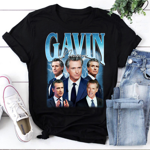 Gavin Newsom Political Graphic Tee – Bold Governor Portrait Shirt