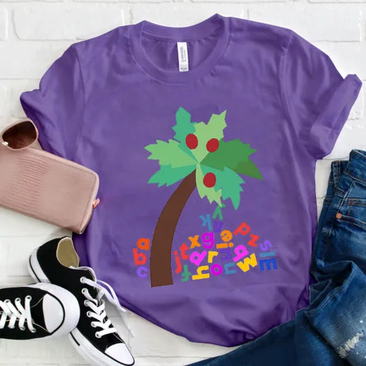 Colorful Alphabet Palm Tree T-Shirt for Kids & Adults - Fun Educational Tee