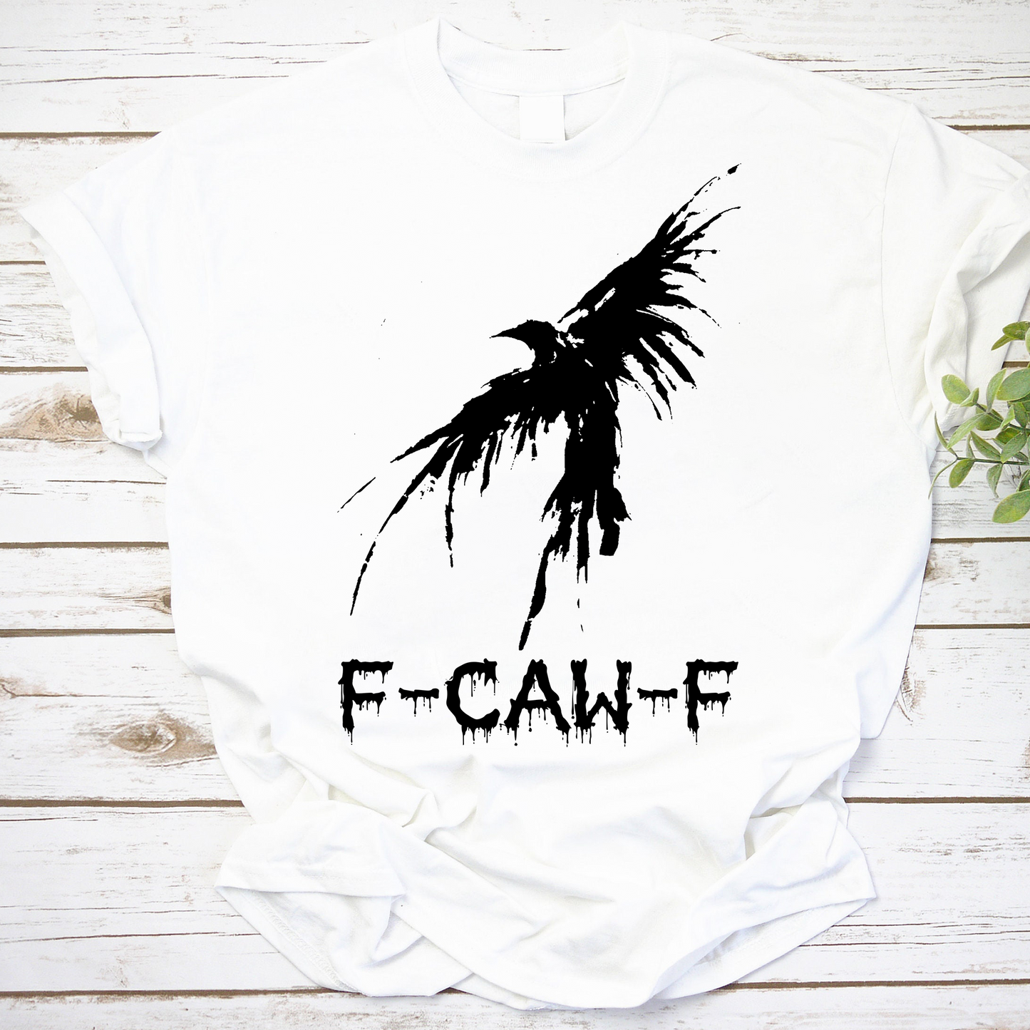 F-CAW-F Crow Graphic Tee Halloween Shirt Black Bird Design
