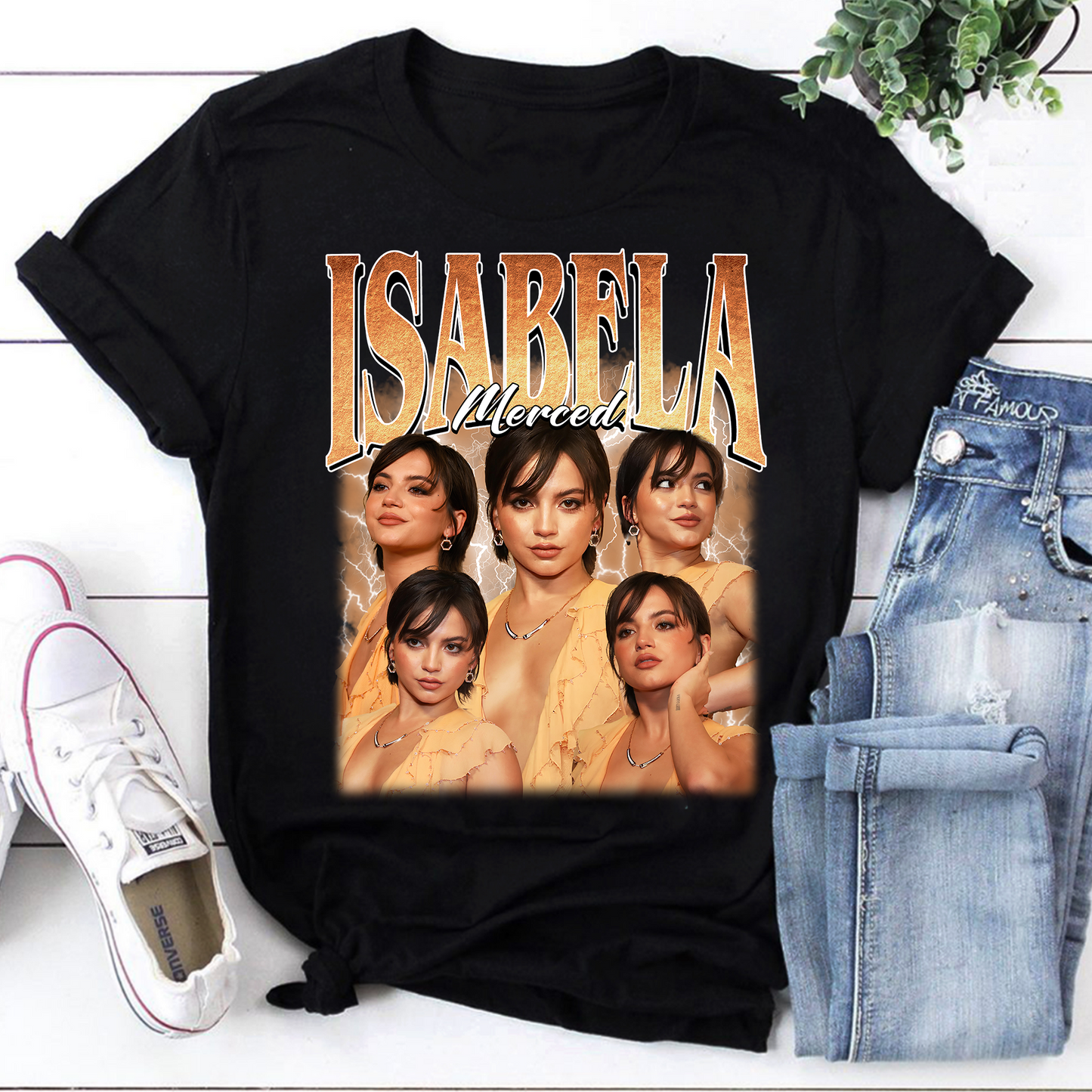 Isabela Merced Graphic Tee - Stylish Multi-Photo Fan Shirt