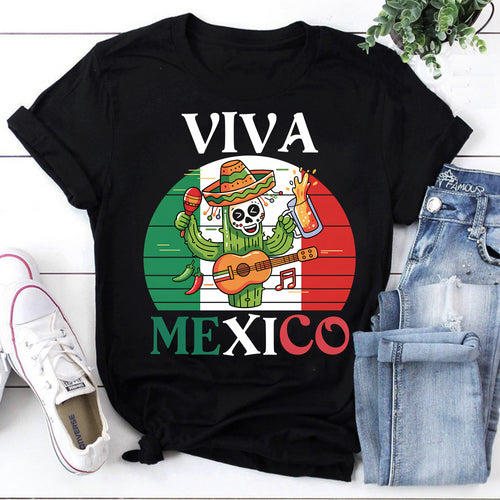 Viva Mexico Cactus Skeleton Shirt - Mexican Fiesta Graphic Tee