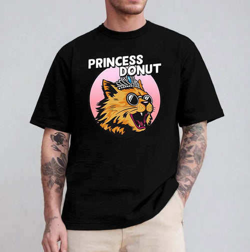 Princess Donut Cat Graphic T-Shirt - Fun Cat Lover Gift Tee
