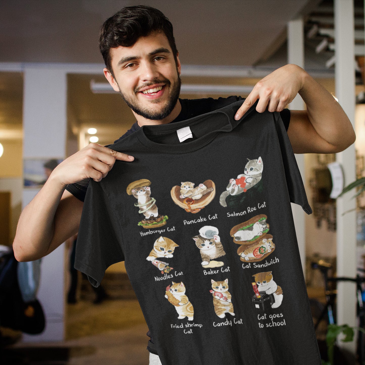 Cute Food-Themed Cat Funny T-Shirt - Hamburger, Pancake & Candy Cats