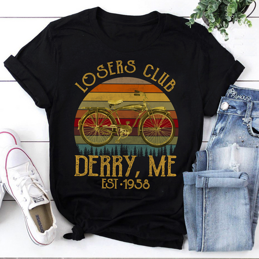 Vintage Losers Club Derry ME T-Shirt Est. 1958 Retro Bicycle Tee