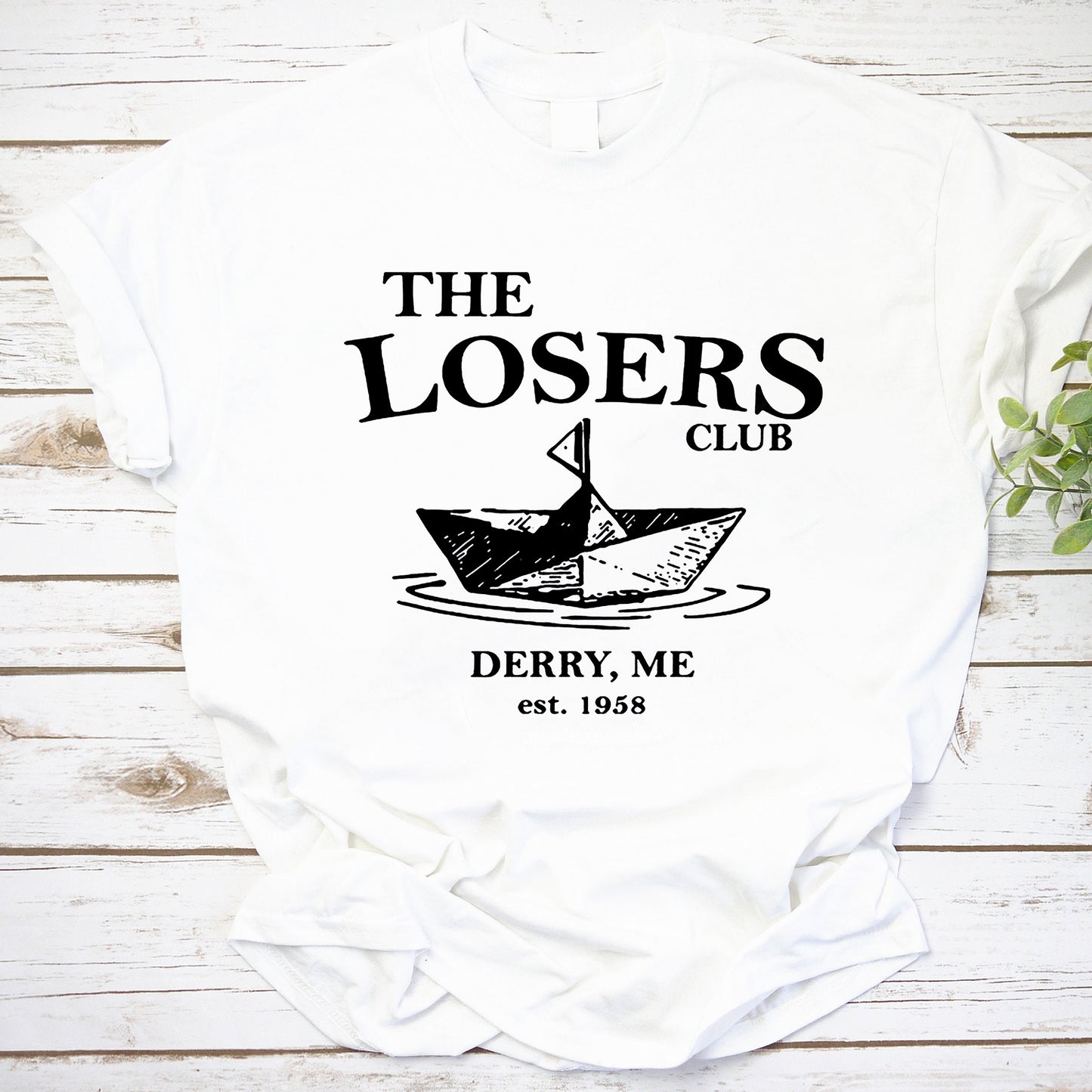 The Losers Club Derry ME Est. 1958 Paper Boat Graphic T-Shirt