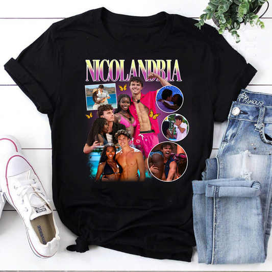 Nicolandria Summer Vibes Graphic T-Shirt - Beach Couple Design
