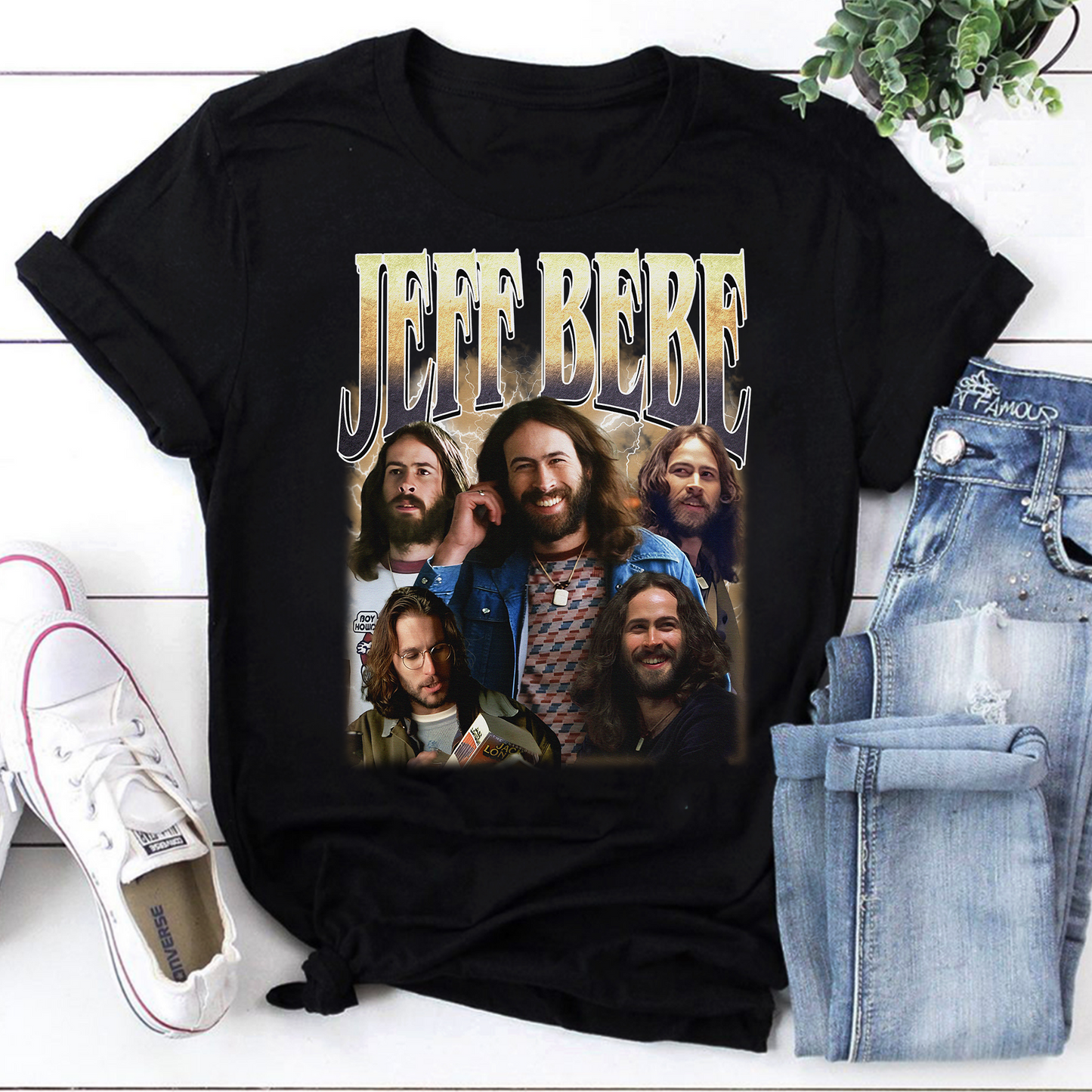 Jeff BeBe Vintage Style Graphic T-Shirt Retro 70s Inspired Musician Tee