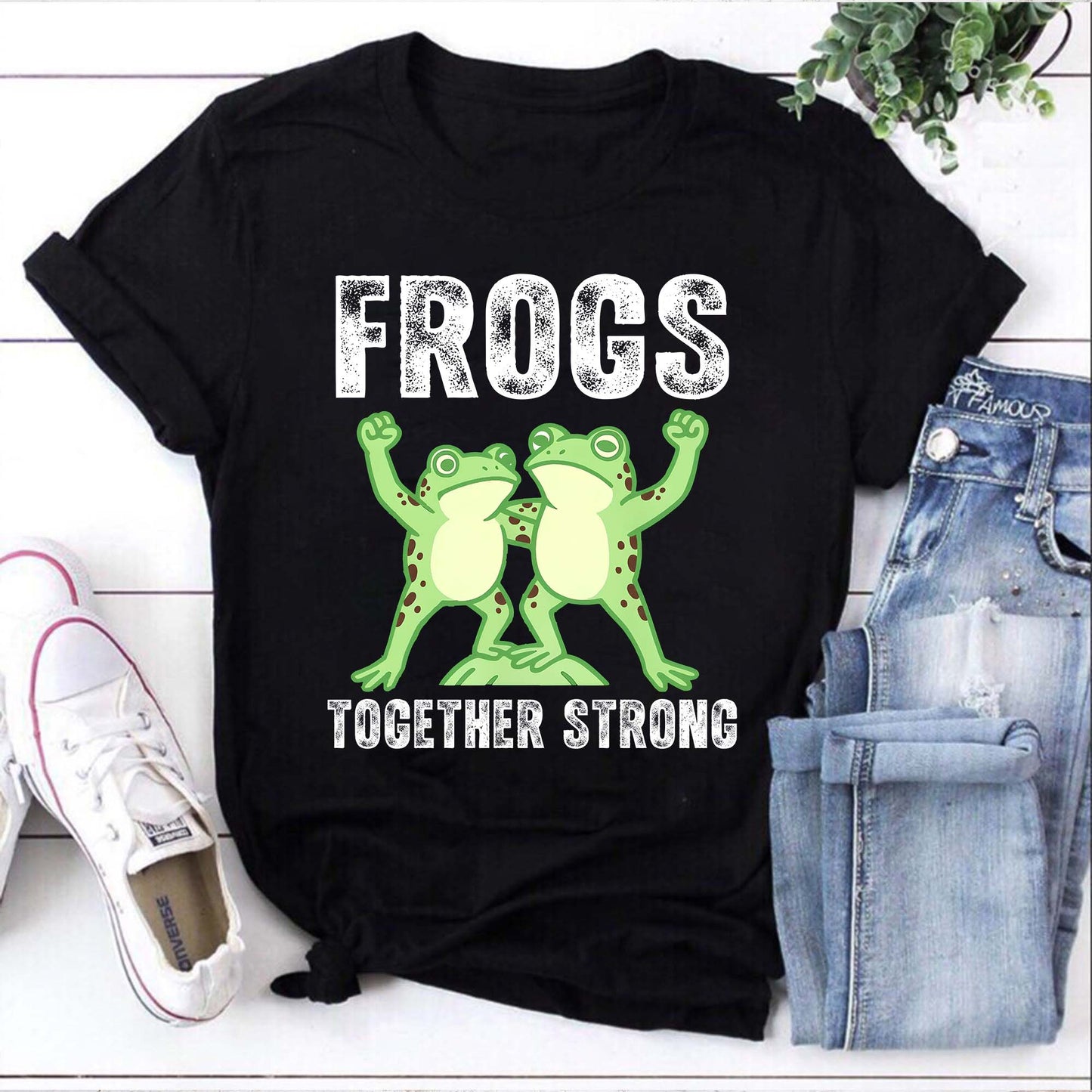 Frogs Together Strong T-Shirt Cute Cartoon Frog Tee