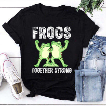 Frogs Together Strong T-Shirt Cute Cartoon Frog Tee