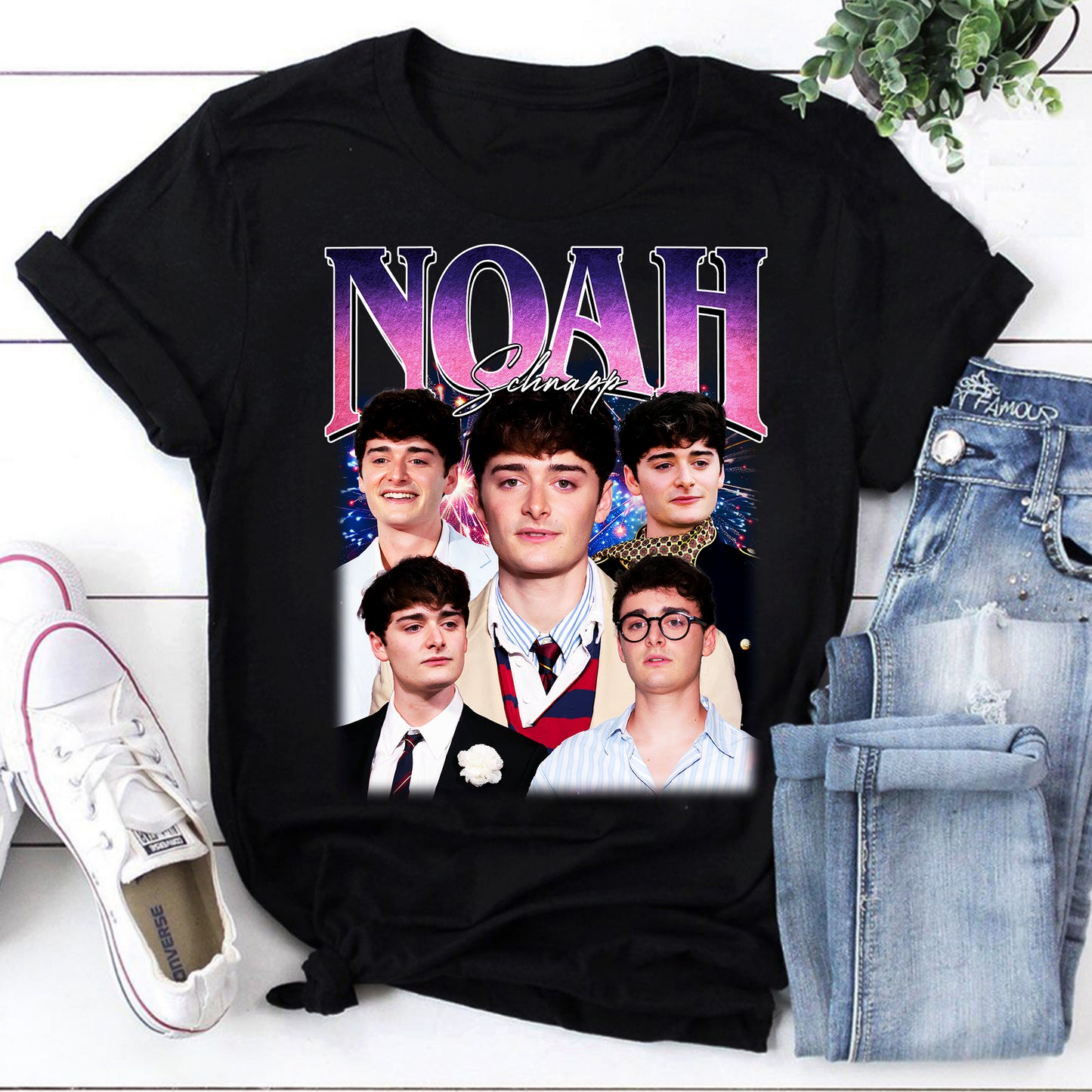 Noah Schnapp Vintage Style Graphic Tee - Retro Fireworks Fan Shirt
