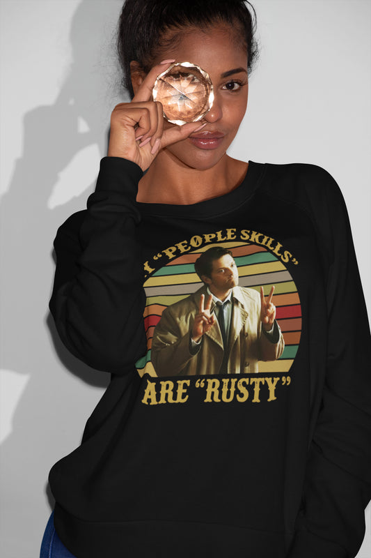 Vintage Castiel 'People Skills Are Rusty' Supernatural Sweatshirt