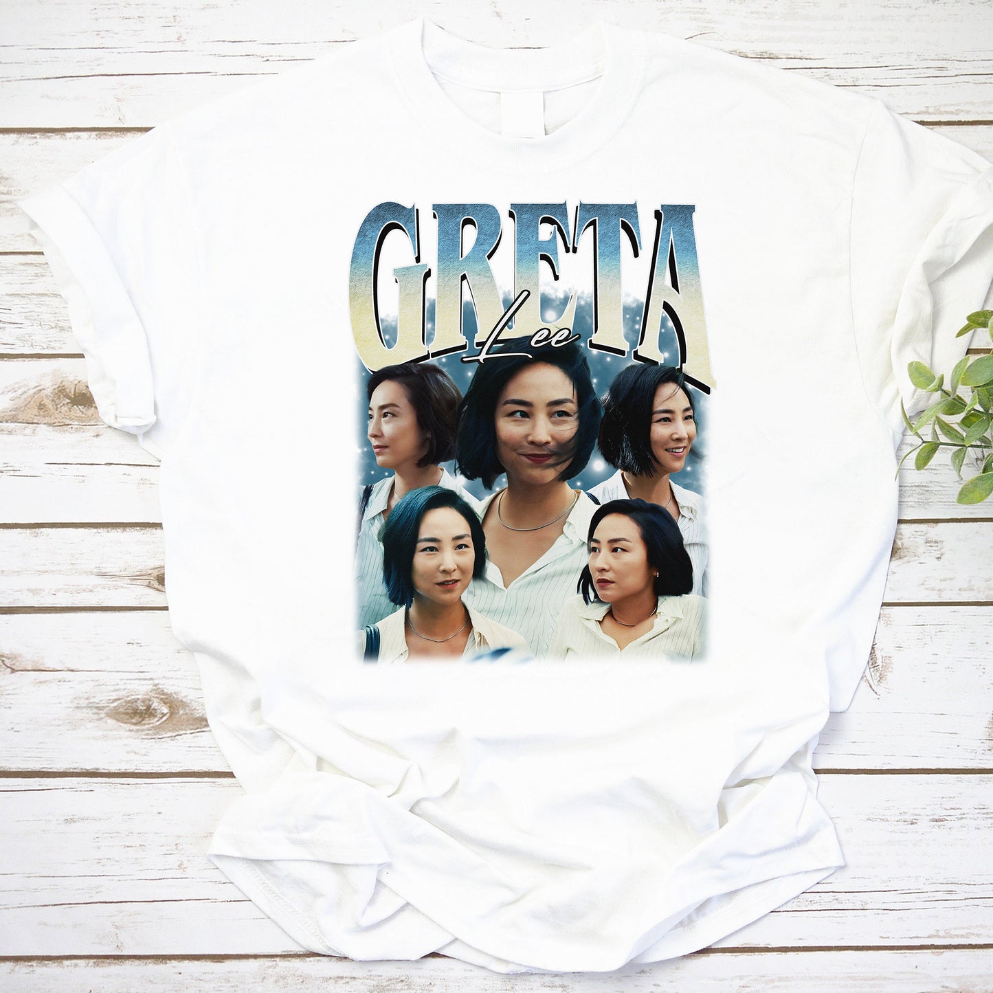 Greta Lee Collage Graphic T-Shirt - Stylish Fan Tribute Tee