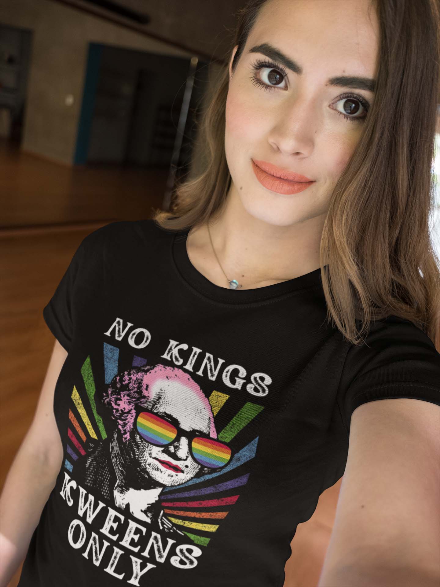 No Kings Queens Only Rainbow Pride T-Shirt - LGBTQ+ Empowerment Graphic Tee