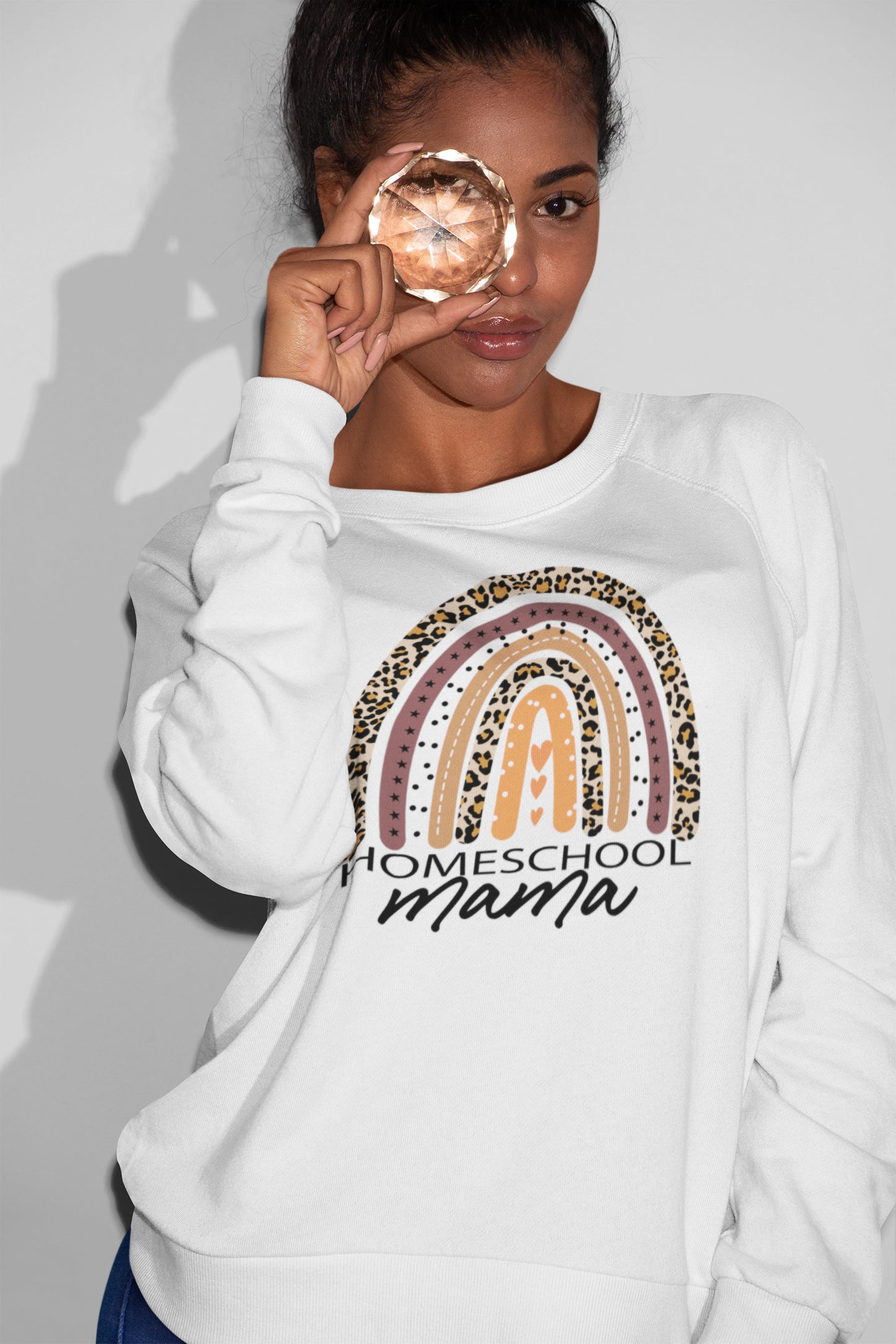 Homeschool Mama Leopard Rainbow T-Shirt, Cute Homeschooling Mom Tee, Retro Boho Teacher Shirt, Christian Mama Shirt, Gift for Moms