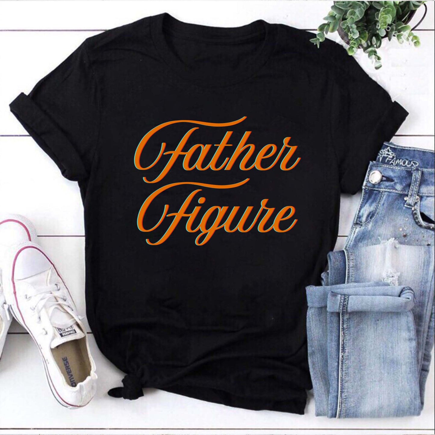 Father Figure Graphic Tee - Vintage Style Dad Shirt Gift