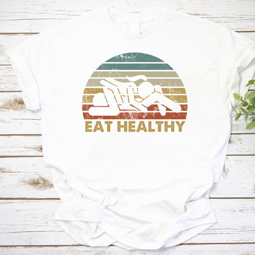 Vintage Eat Healthy Retro T-Shirt – Wellness & Nutrition Graphic Tee