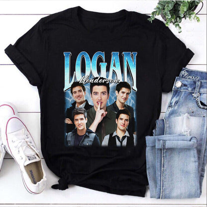Logan Henderson Fan Shirt - Vintage Style Lightning Portrait Tee
