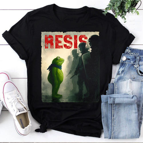 Resist Kermit Frog Protest Graphic Tee - Funny Political Satire T-Shirt