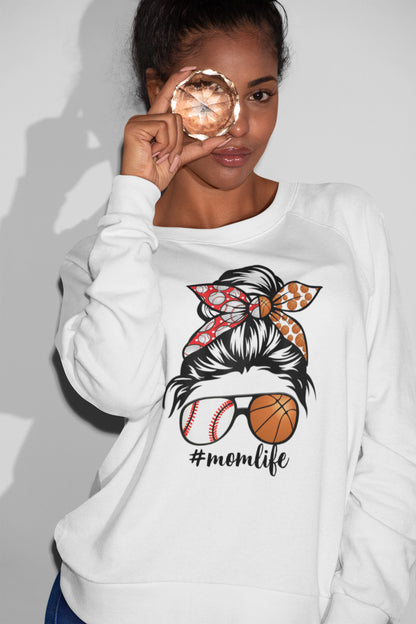 Mom Life Baseball and Basketball Sports Fan Sweatshirt
