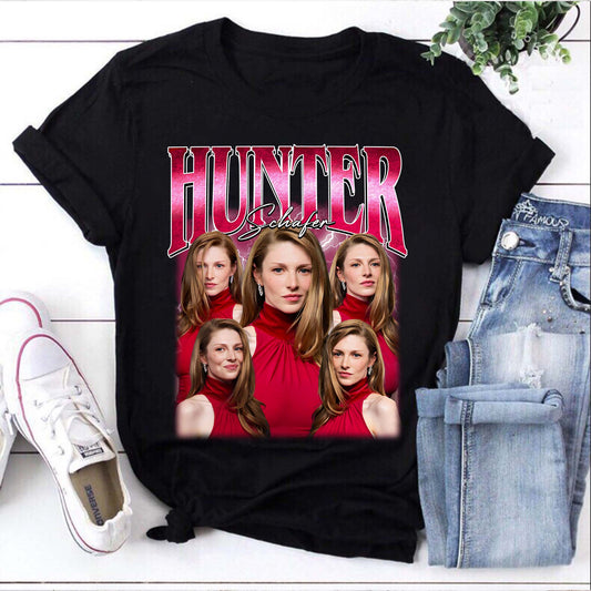 Hunter Schafer Graphic Tee - Iconic Red Dress Portraits Fashion Shirt