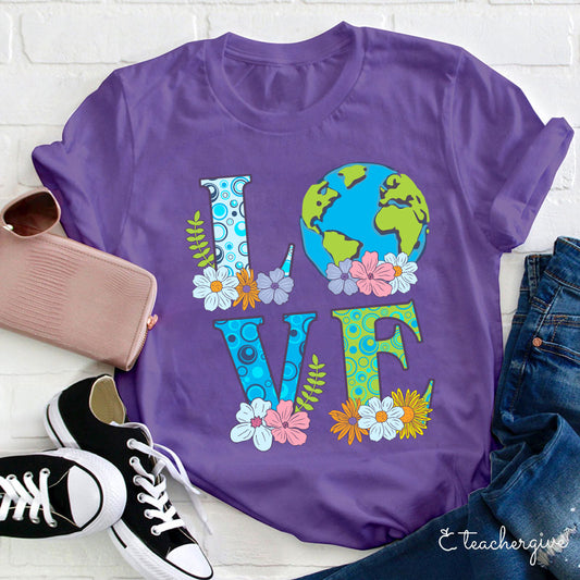 Earth Love Floral Graphic Tee | Eco-Friendly Nature Shirt