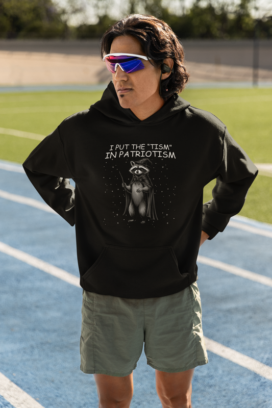 I Put The 'TISM' In Patriotism Funny Raccoon Hoodie