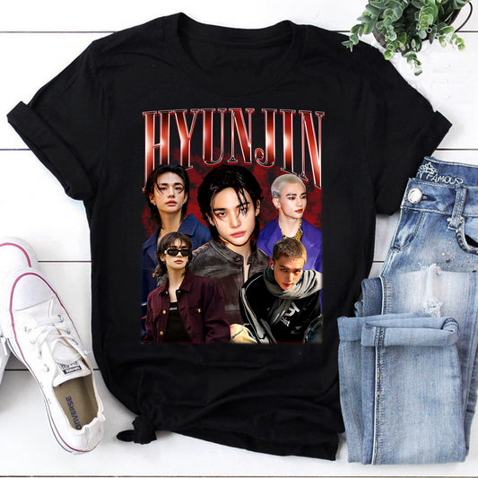 HYUNJIN K-POP Fan T-Shirt - Custom K-POP Group Design for HYUNJIN Fans, Unique Music Gift