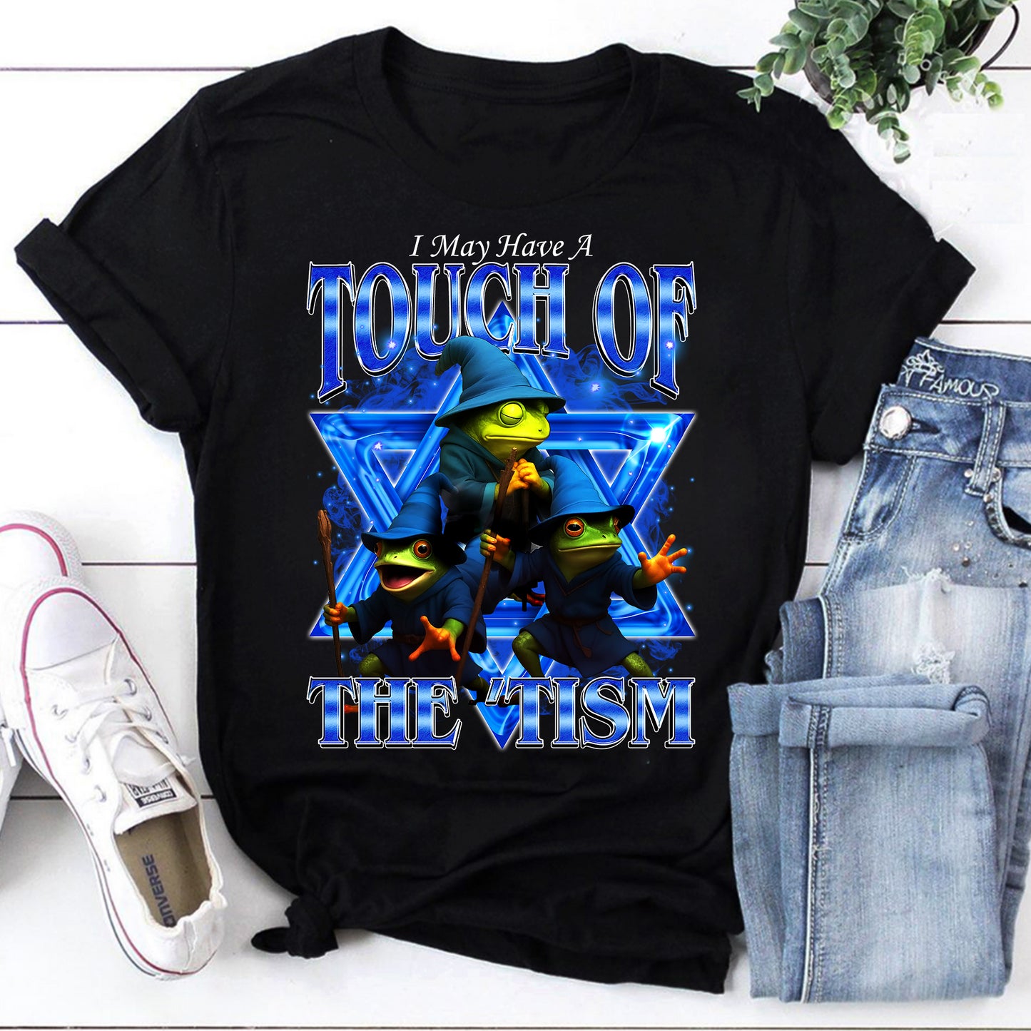 I May Have a Touch of The 'Tism Cute Frog Wizard Magic T-Shirt