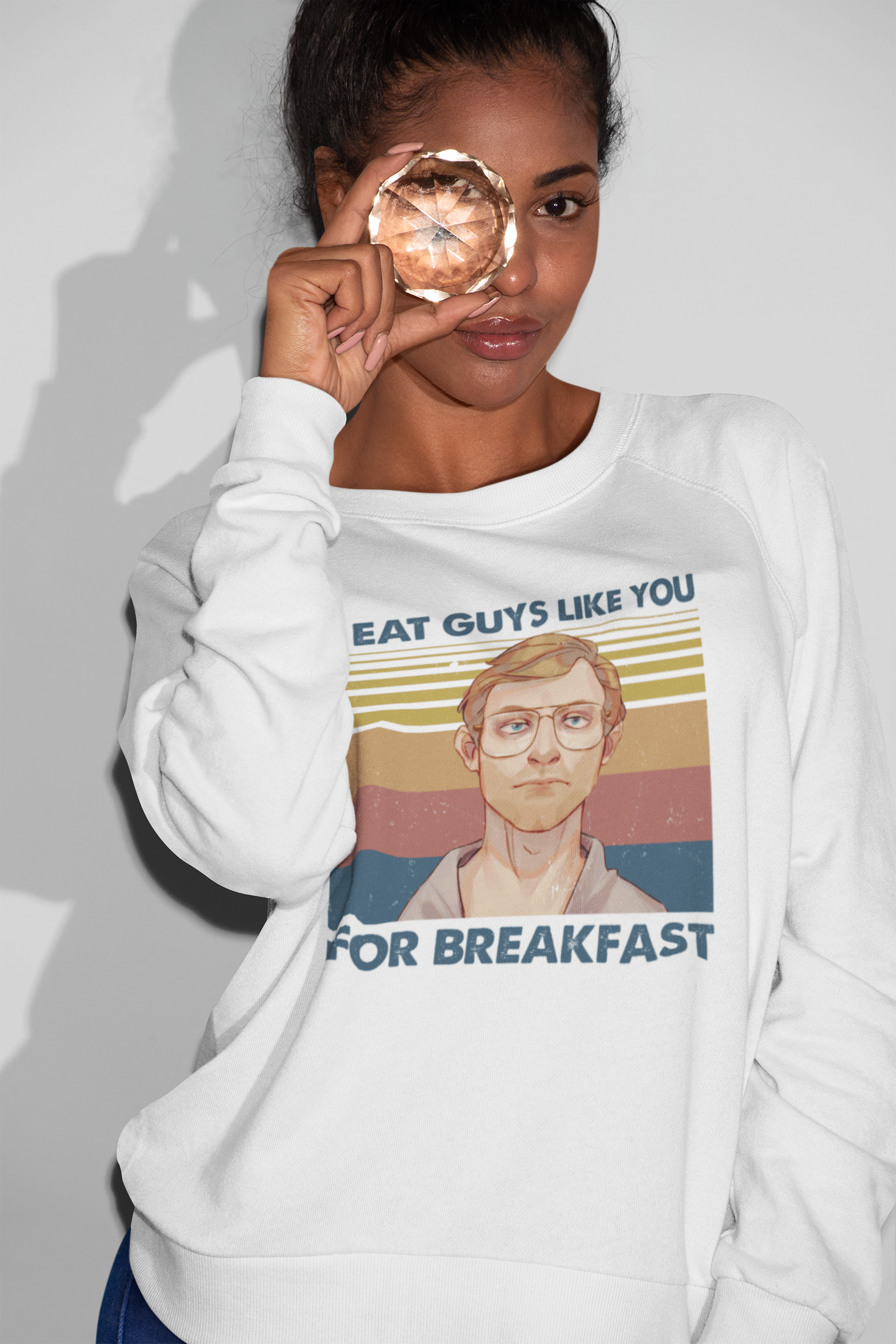 Vintage Retro 'Eat Guys Like You for Breakfast' Graphic Sweatshirt