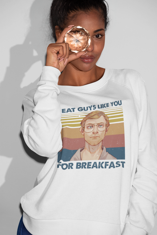 Vintage Retro 'Eat Guys Like You for Breakfast' Graphic Sweatshirt