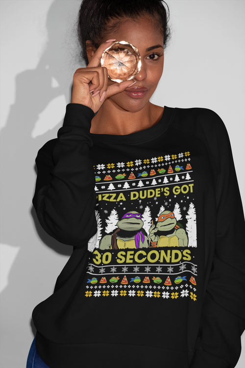 Pizza Dude's Got 30 Seconds TMNT Ugly Holiday Sweater