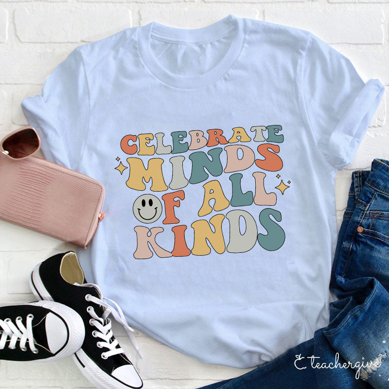 Celebrate Minds of All Kinds Retro Graphic Tee | Positive Message T-Shirt