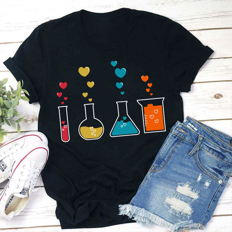 Colorful Chemistry Love Beakers T-Shirt Cute Science Lab Tee