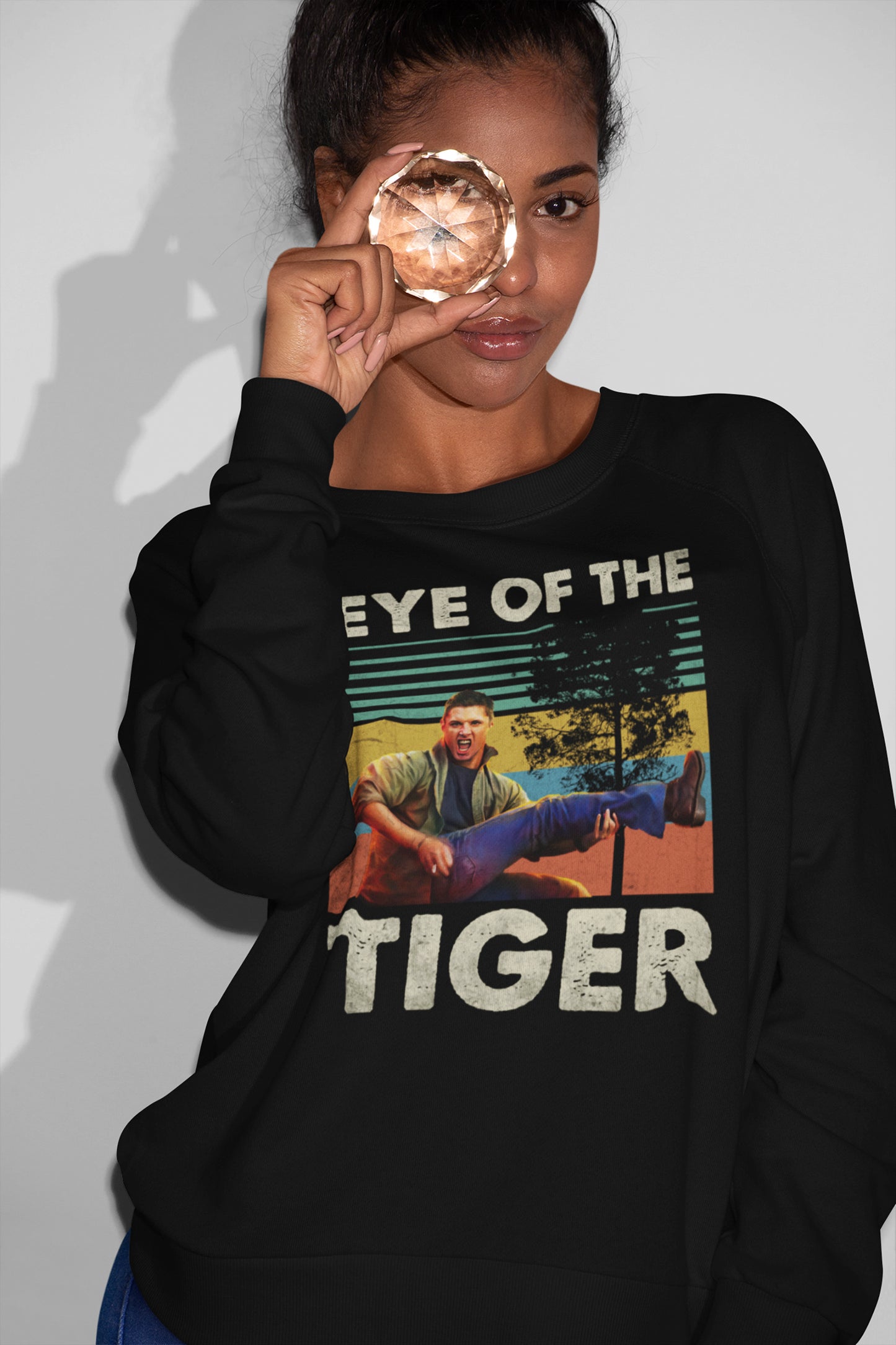Eye of the Tiger Vintage Style Black Sweatshirt