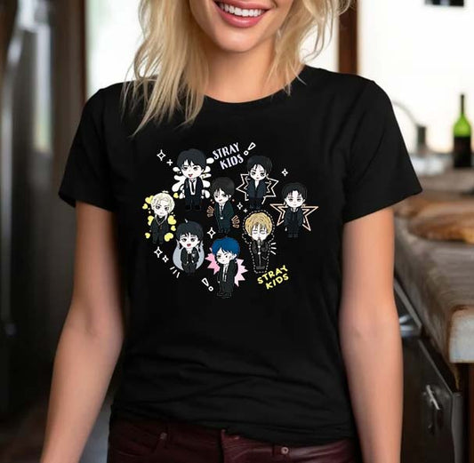 Stray Kids Kpop Cartoon Characters T-Shirt for Fans
