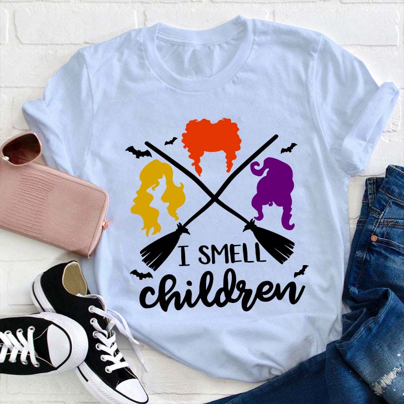 I Smell Children Hocus Pocus Witch Brooms Halloween Graphic Tee