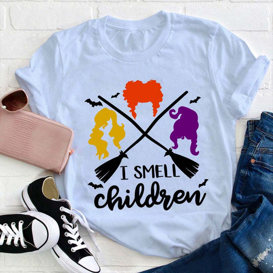 I Smell Children Hocus Pocus Witch Brooms Halloween Graphic Tee