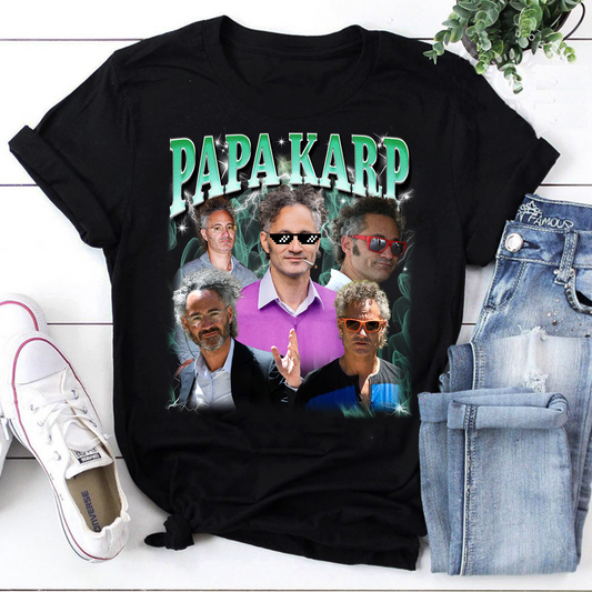 Papa Karp Funny Graphic T-Shirt - Nerdy Science Parody Design for Fans and Gifts