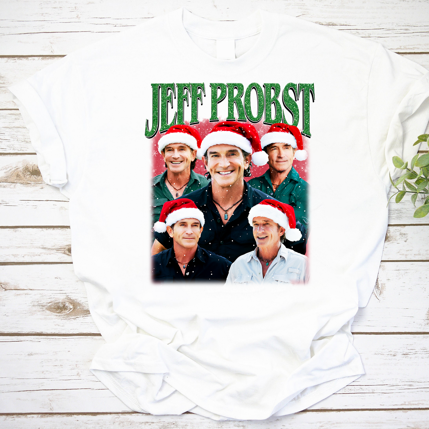 Jeff Probst Christmas T-Shirt Holiday Santa Hat Design