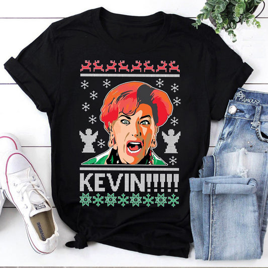 Kevin Christmas Movie Quote Ugly Sweater Tee - Funny Home Alone Holiday Shirt