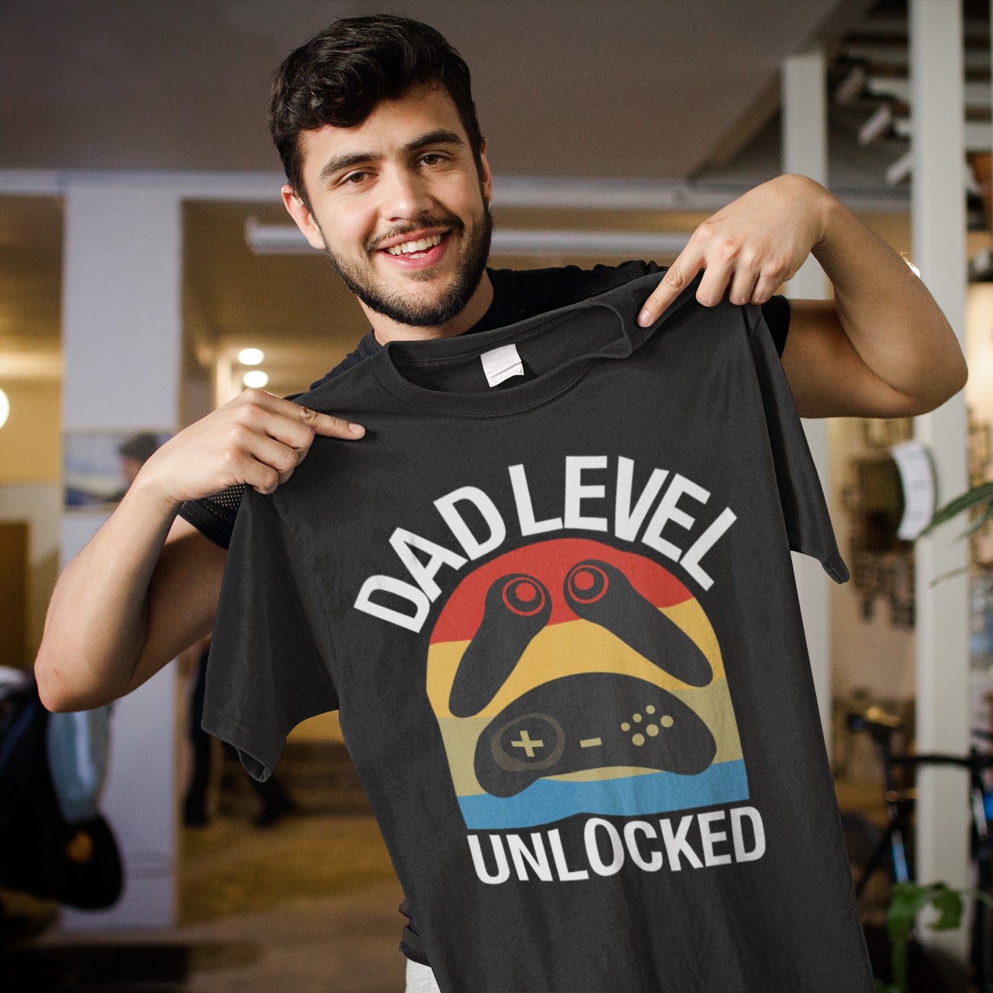 Dad Level Unlocked Gaming Controller T-Shirt - Fun Gamer Dad Gift Tee