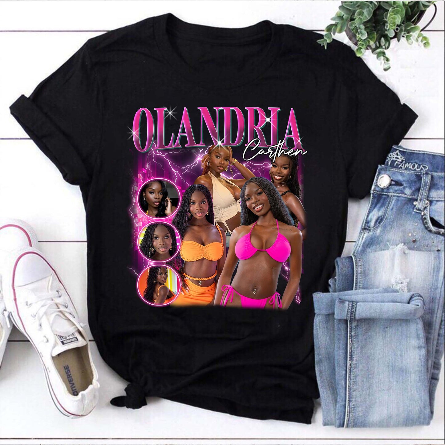 Olandria Carthen Custom Photo Collage T-Shirt - Personalized Graphic Tee