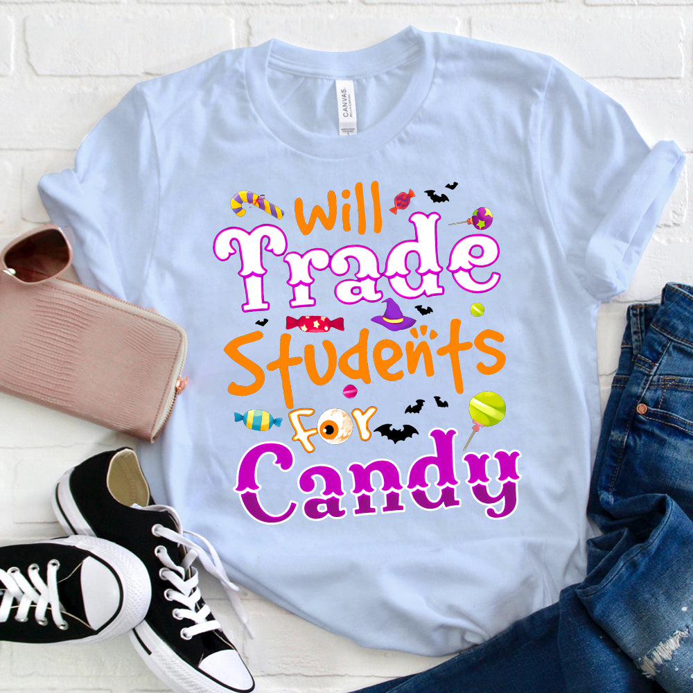 Will Trade Students for Candy Halloween Shirt Funny Halloween Teacher Tee