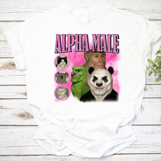 Alpha Male Funny Animal Face Mashup Graphic Tee Shirt