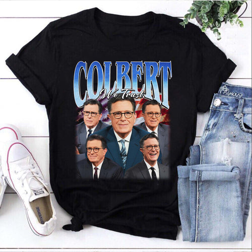 Colbert We Trust Shirt - Stephen Colbert Face Collage Tee