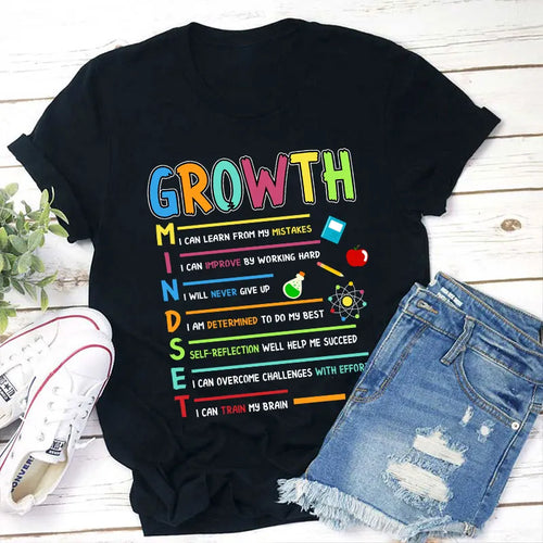 Growth Mindset Motivational T-Shirt - Learn, Improve & Succeed Tee