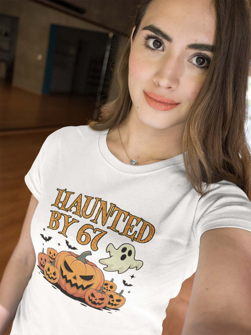 Haunted By 67 Halloween Pumpkin Ghost T-Shirt