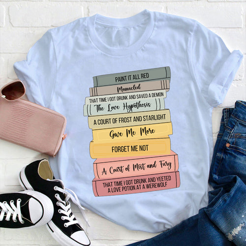 Fantasy Book Stack T-Shirt - Gift for Book Lovers & Fantasy Fans