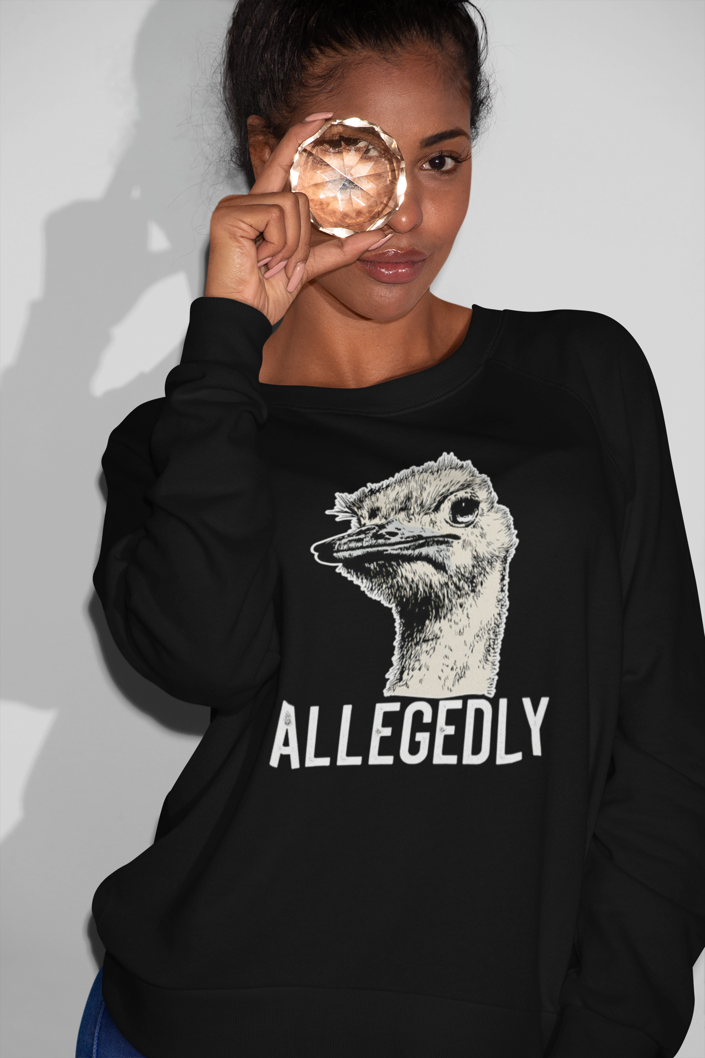 Allegedly Ostrich Graphic Sweatshirt - Funny Animal Statement Pullover