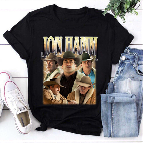 Jon Hamm Cowboy Portraits T-Shirt Vintage Western Actor Tee